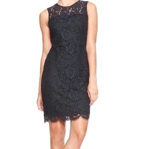 Women's Banana Republic Factory Navy Lace Cocktail Sheath Dress Size 2P